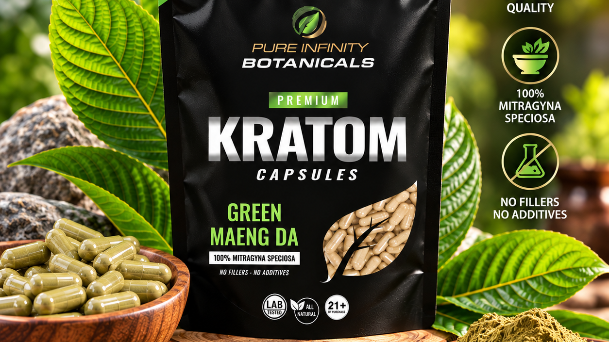 Green Maeng Da kratom capsules