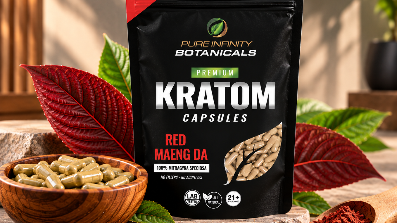 Red Maeng Da kratom capsules