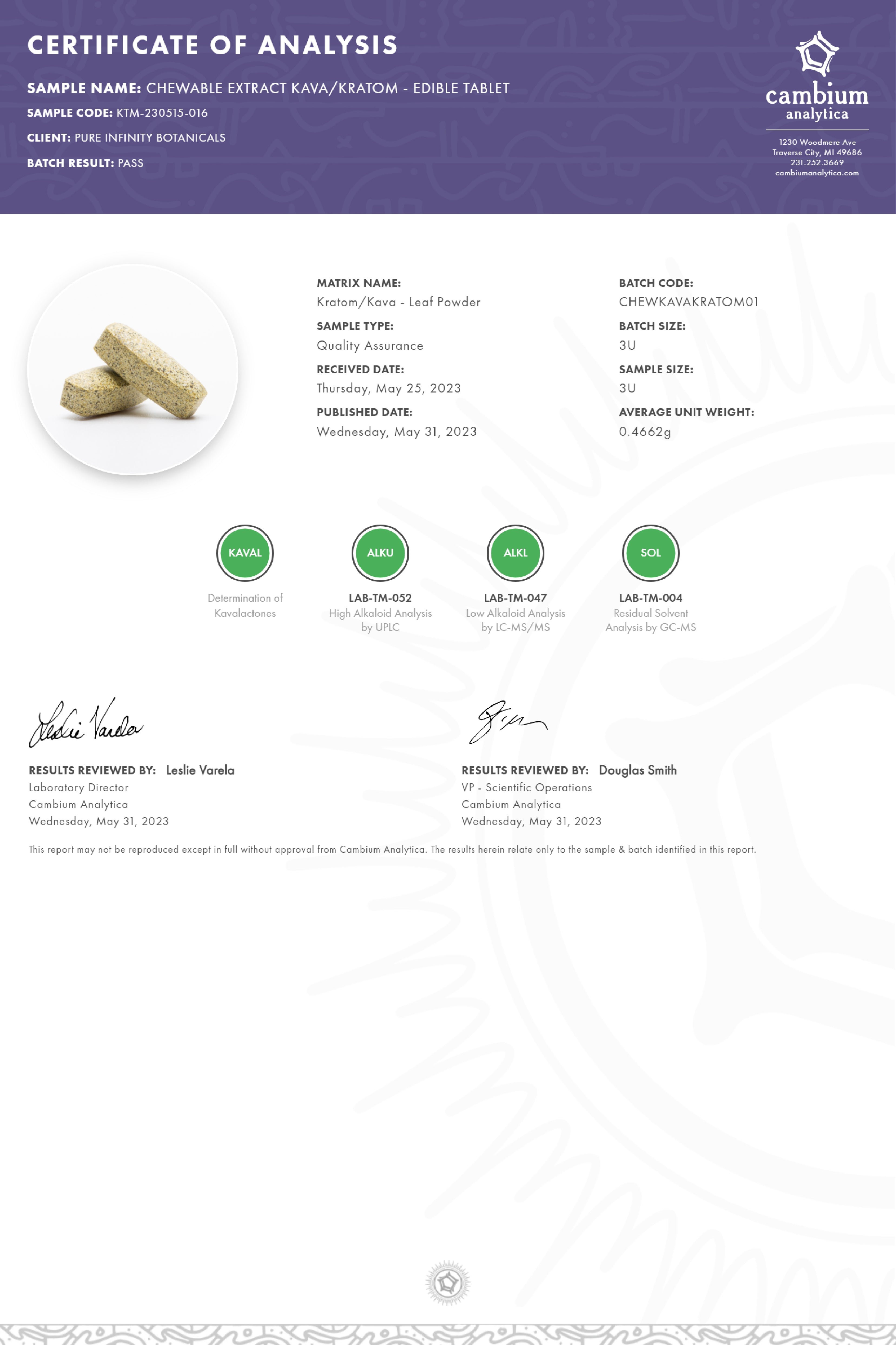 PIB Chewable 50/50 Kava Kratom 6CT Jar -Single