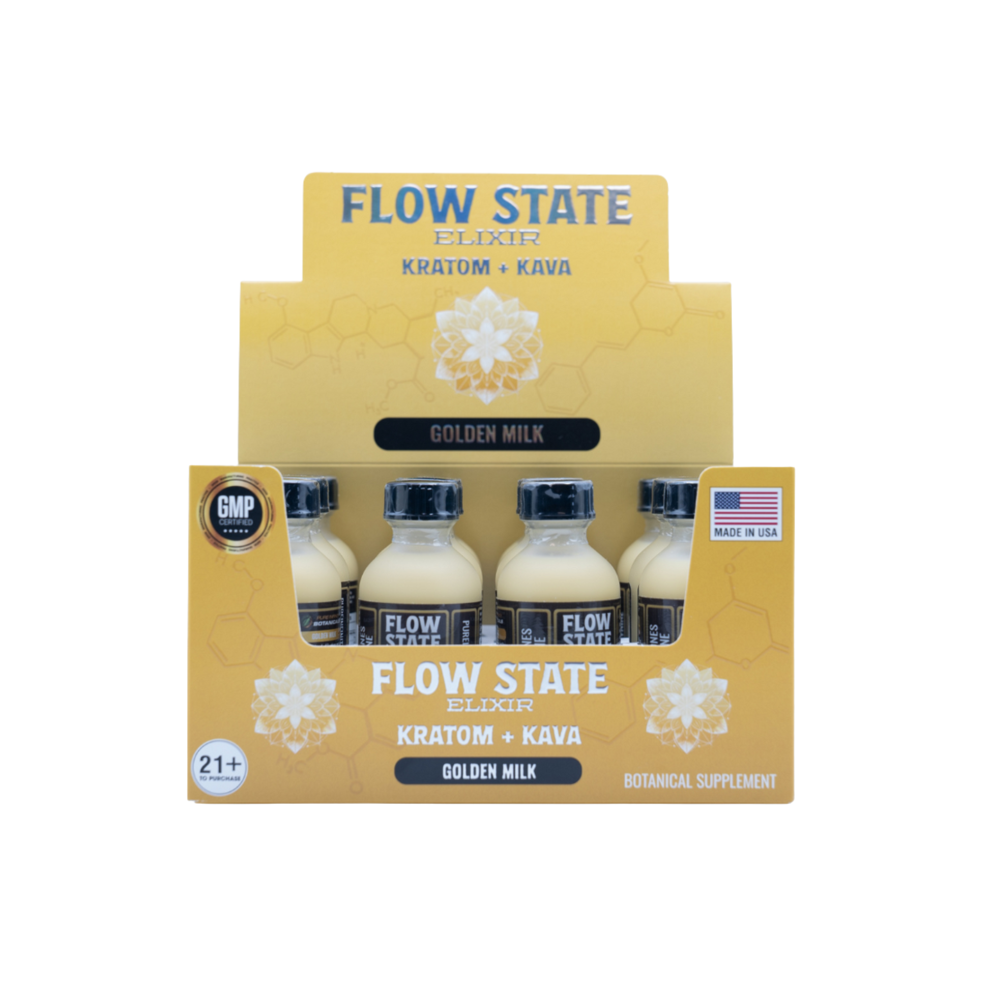 Flow State Kava Kratom Golden Milk 12CT Display